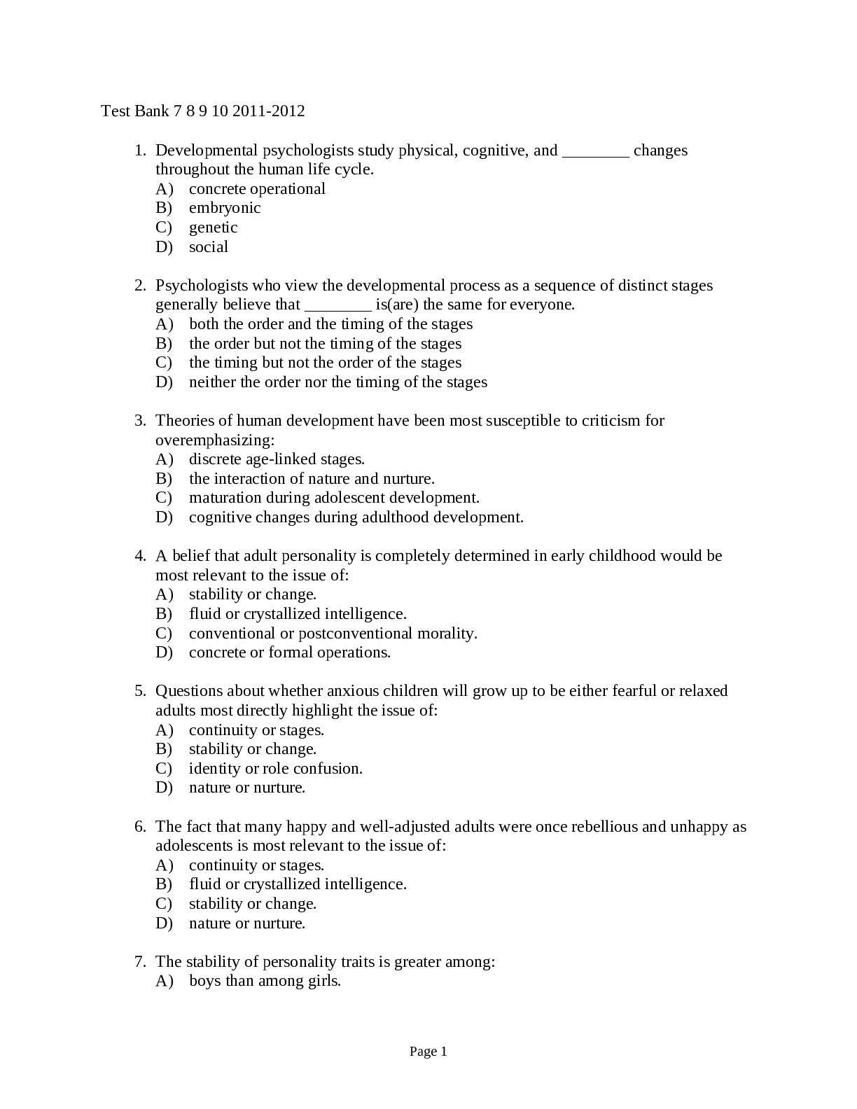 Preview image for Test Bank 7 8 9 10